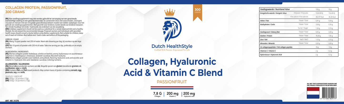 Collagen, Hyaluronic Acid & Vitamin C Blend - Passion Fruit